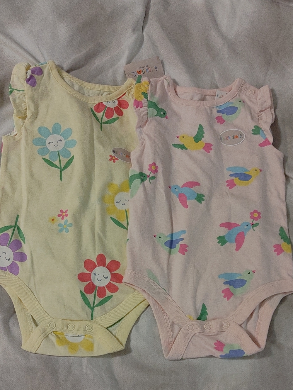Garanimals Yellow Floral & Pink Bird Girls' One-Piece Bodysuits